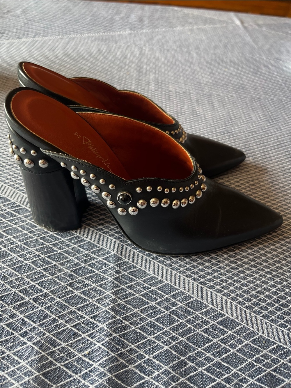3.1 Phillip Lim Black Studded Pointed Mules